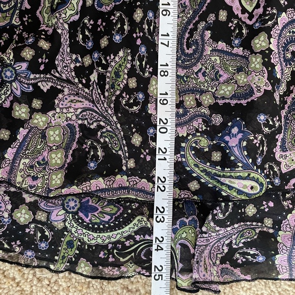 Kim Rogers Paisley Print Black Ruffled Skirt, Size Petite Small - Picture 8 of 9